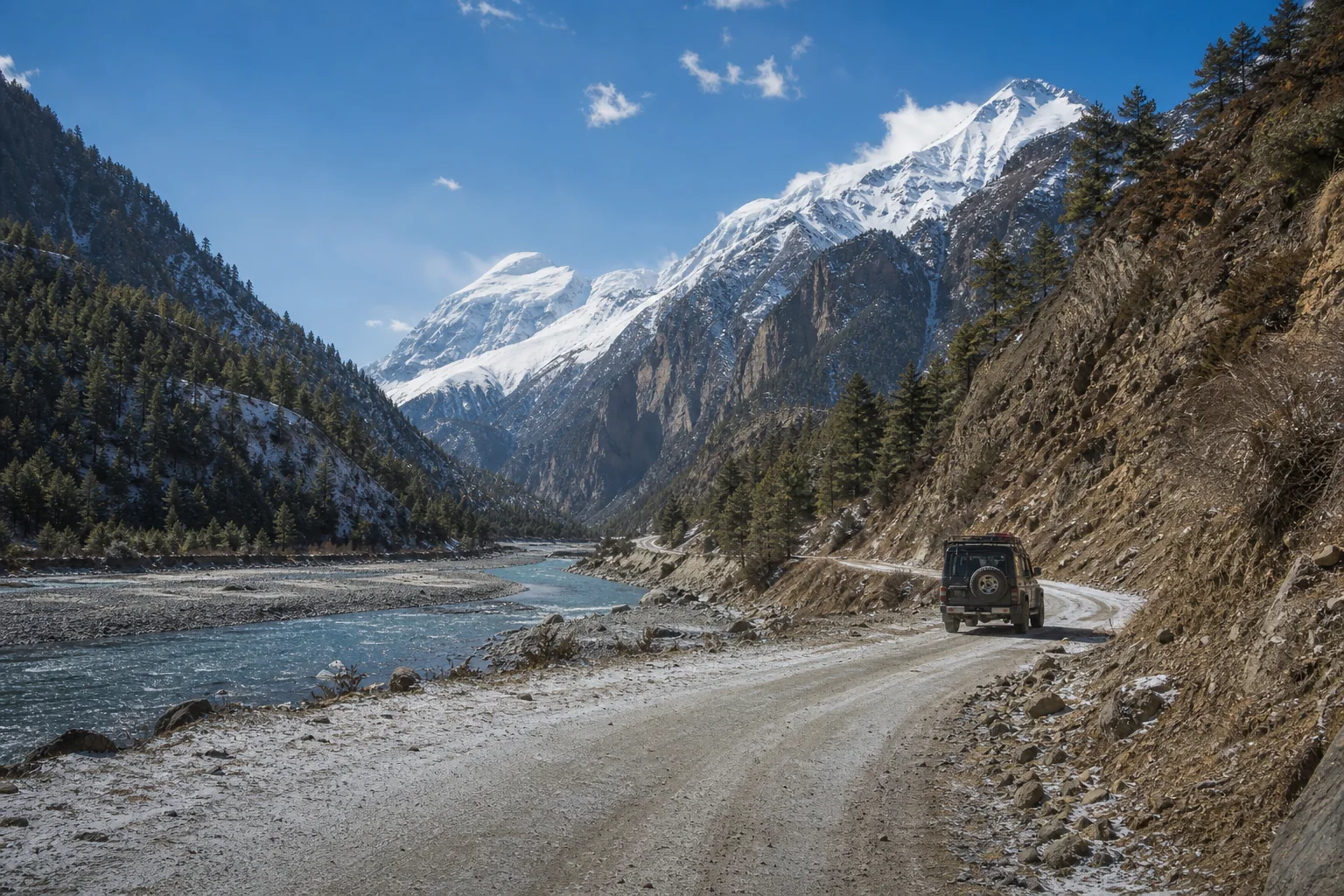 Illustrative route view for Beni to Kalopani via Rupse Falls