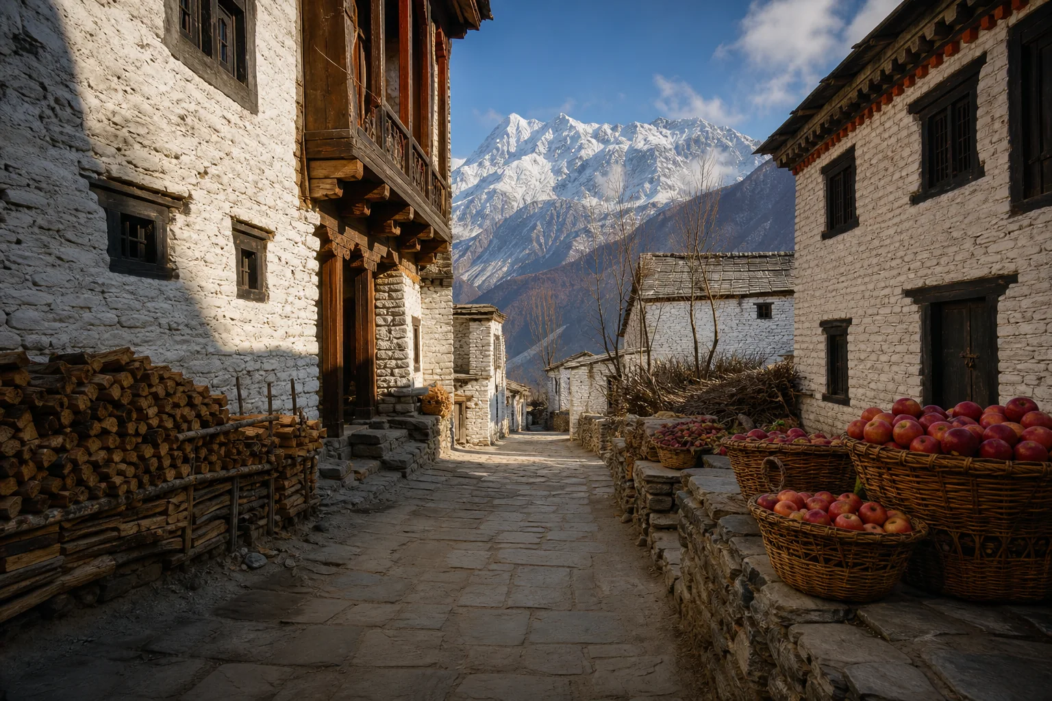 Illustrative route view for Kagbeni, Marpha and Tatopani Hot Spring